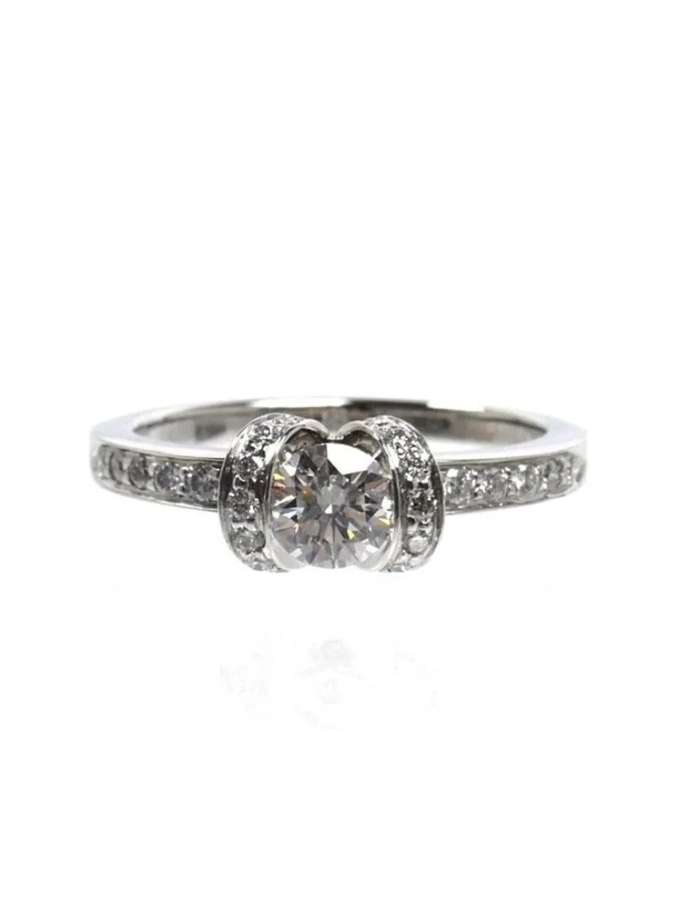 Tiffany & Co Platinum Ribbon Engagement Ring Diamond Vintage